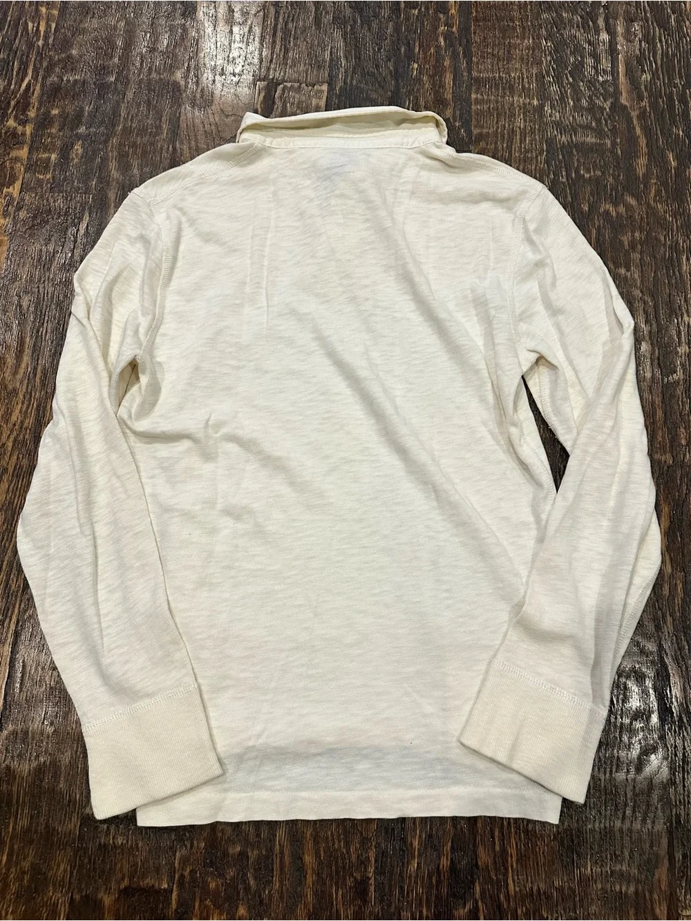 J. Crew Men's Long-Sleeve Open-Collar Polo in Off-White